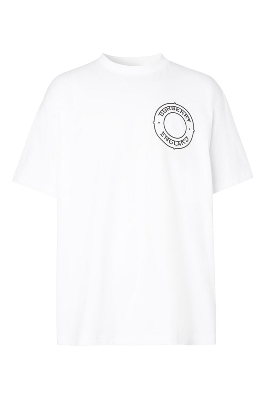 фото Белая футболка оверсайз с графичным логотипом burberry