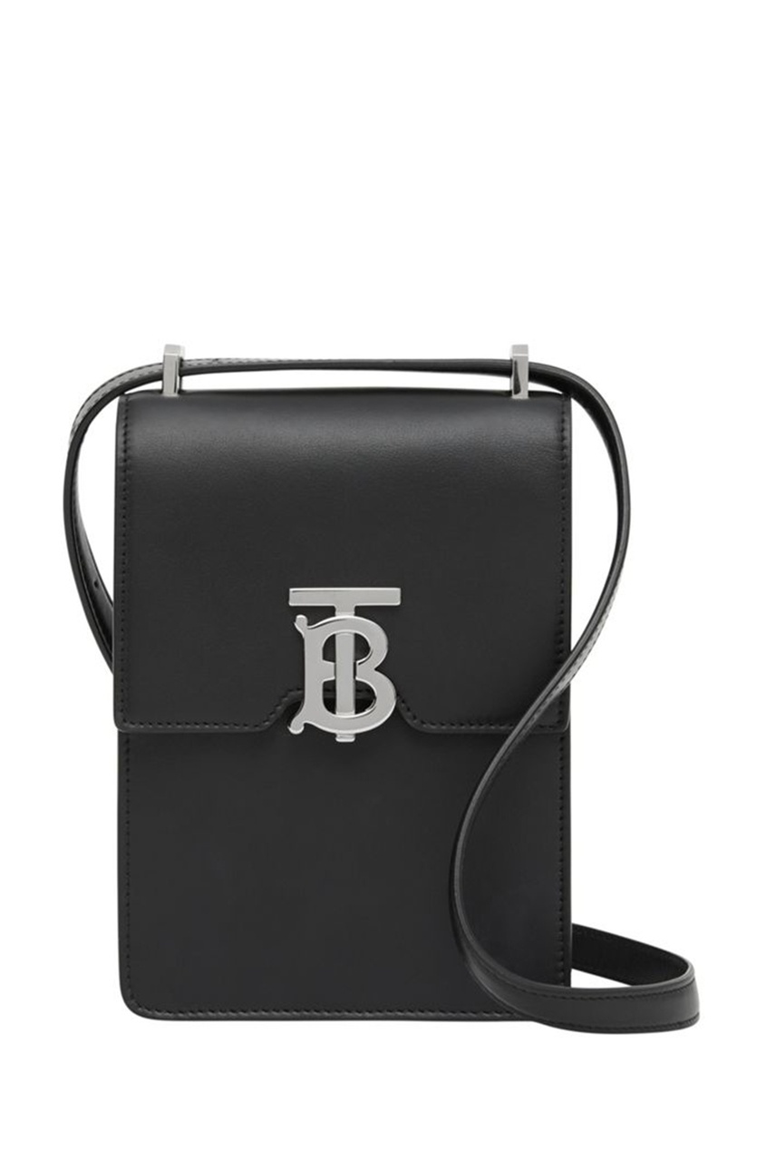 Черная кожаная сумка Robin с монограммой от Burberry