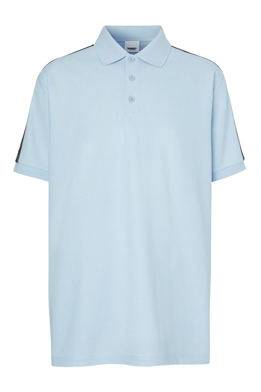 

Голубое хлопковое поло с контрастным логотипом, Голубой, Голубое хлопковое поло с контрастным логотипом
