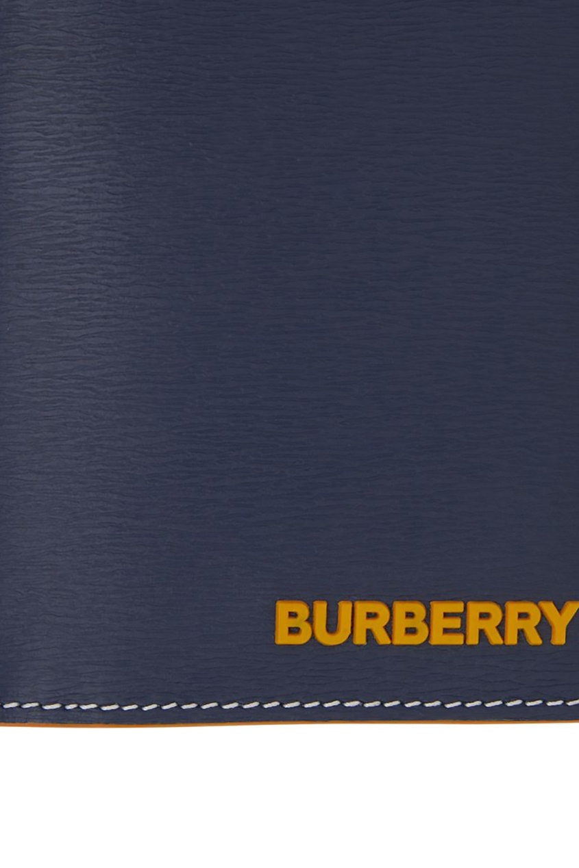 фото Синий бумажник из кожи с контрастной отстрочкой burberry