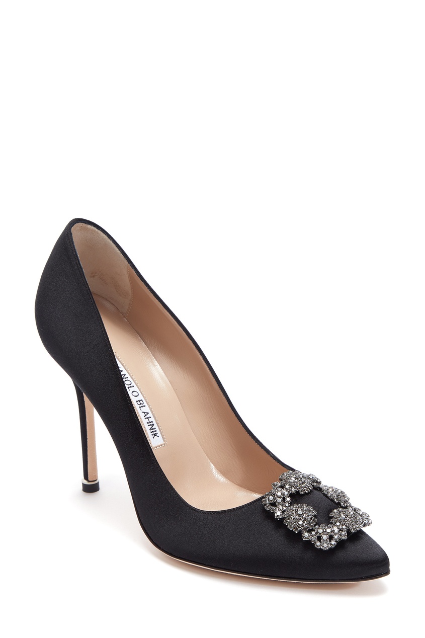 фото Черные сатиновые туфли hangisi 105 manolo blahnik