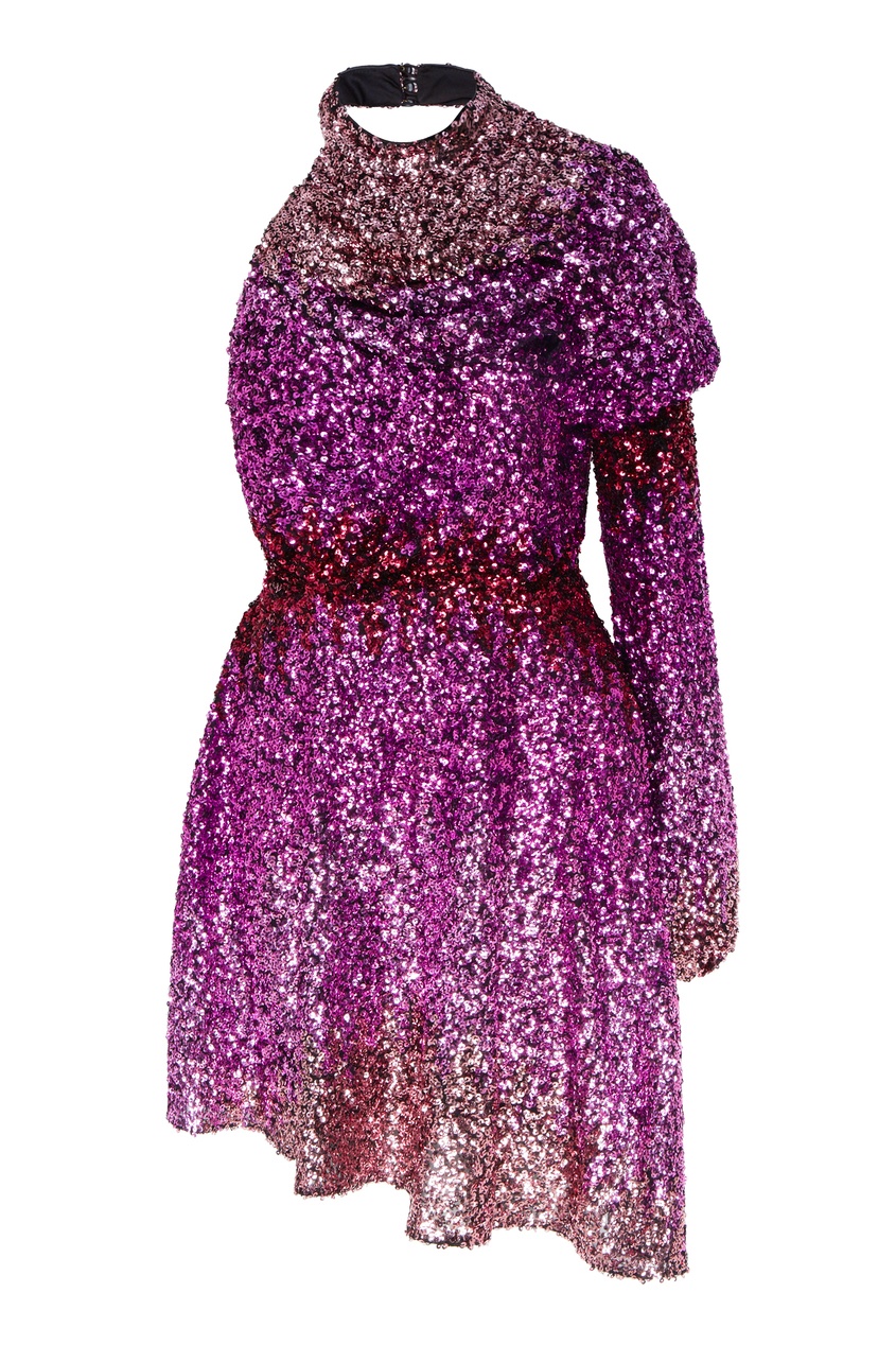 фото Асимметричное платье с розовыми пайетками halpern
