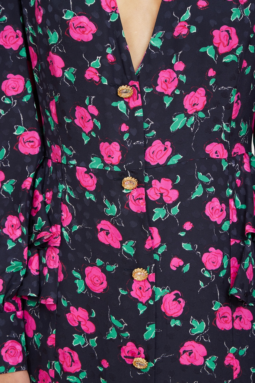 фото Шелковое платье с цветочным принтом alessandra rich