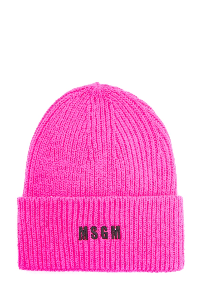 фото Розовая шапка с логотипом msgm