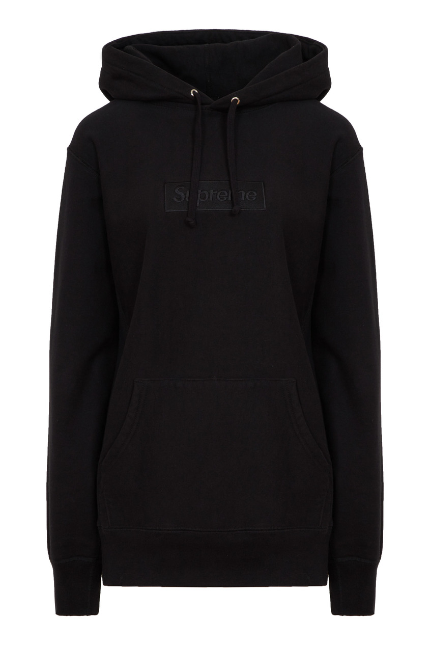 фото Худи supreme hoodie black on black