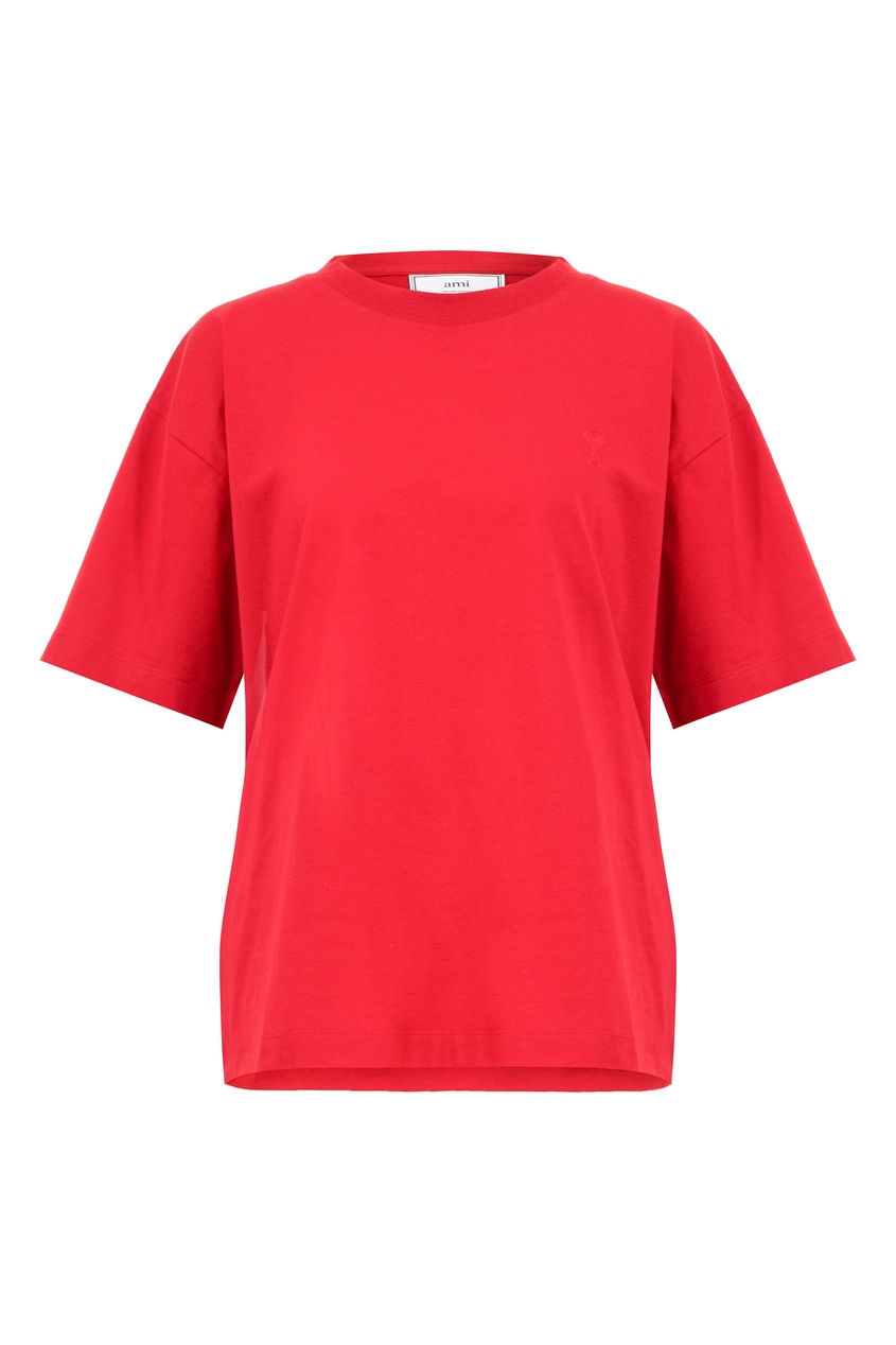фото Красная футболка с логотипом ami paris