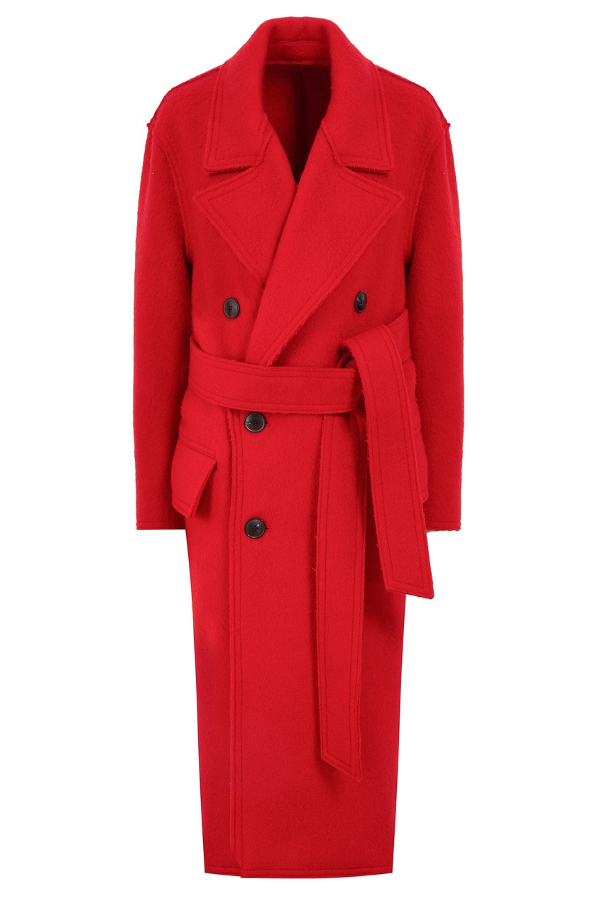 фото Красное шерстяное пальто ami paris