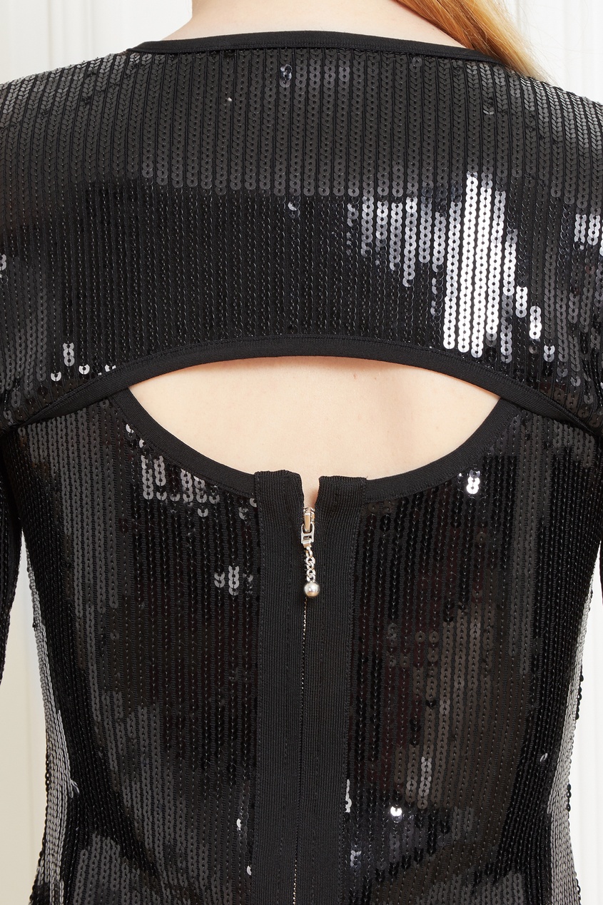 фото Черное платье мини с пайетками david koma