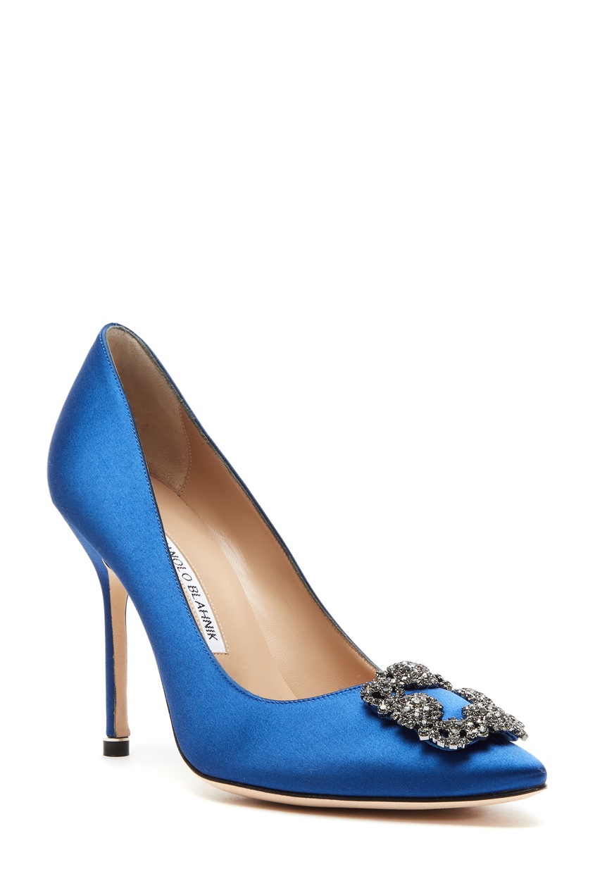 фото Синие туфли из атласа hangisi 105 manolo blahnik