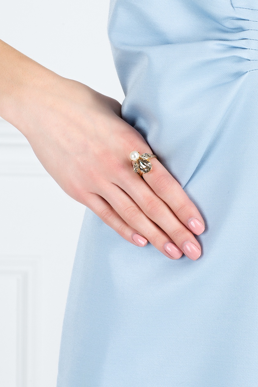 фото Позолоченное кольцо с кристаллами и жемчугом Anton heunis