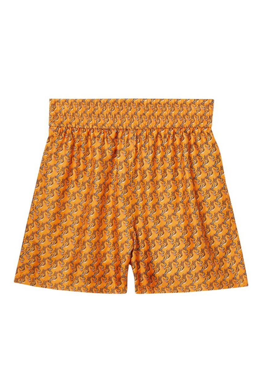 Оранжевые шорты из шелка с принтом Unicorn