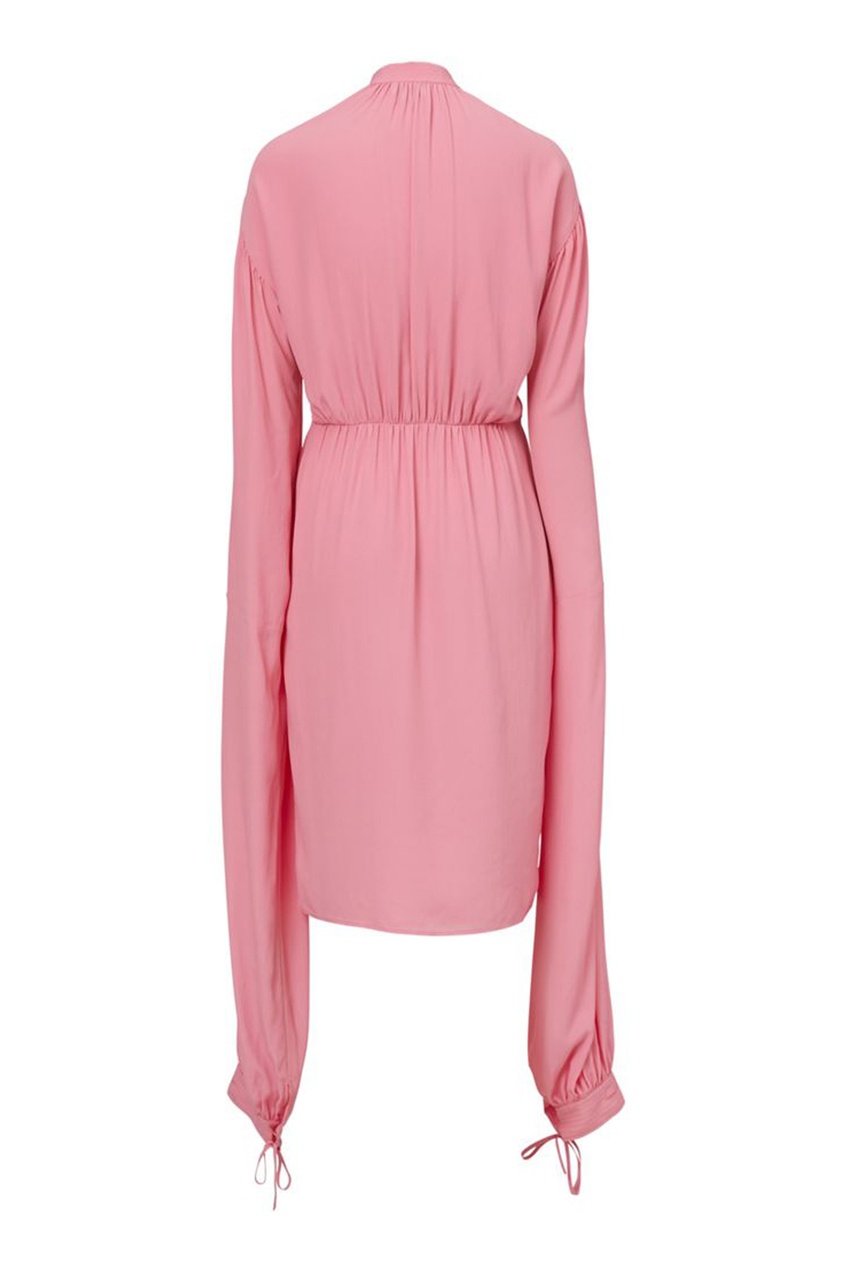 фото Розовое шелковое платье с удлиненными рукавами burberry
