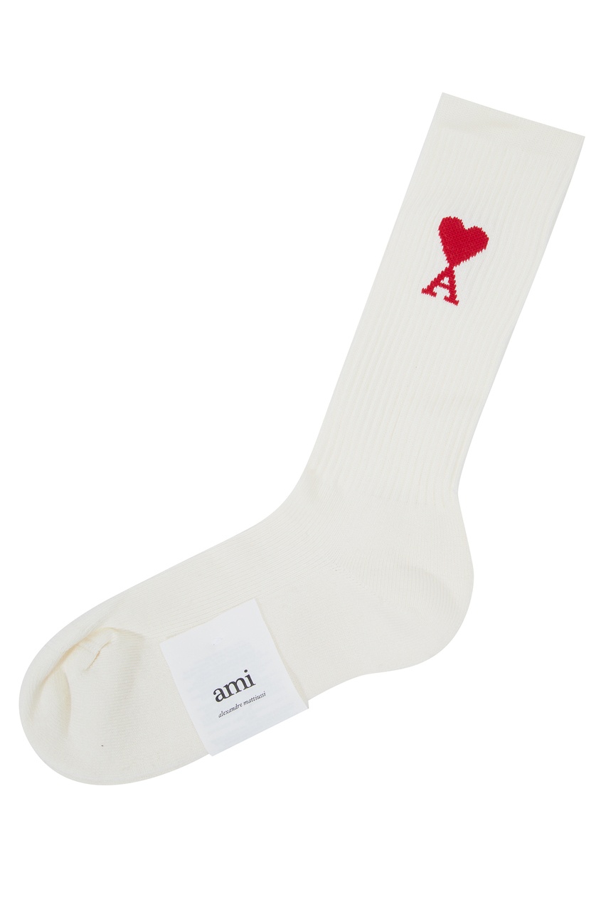 фото Белые носки с логотипом ami paris