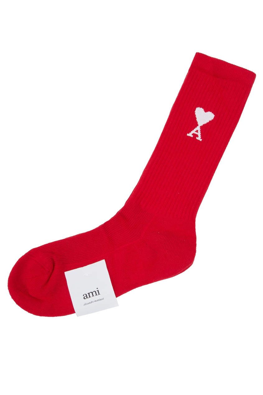 фото Красные носки с логотипом ami paris