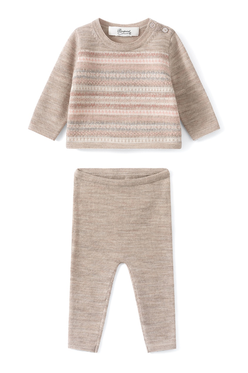 

Шерстяной комплект бежевого цвета с принтом, Multicolor, Шерстяной комплект бежевого цвета с принтом