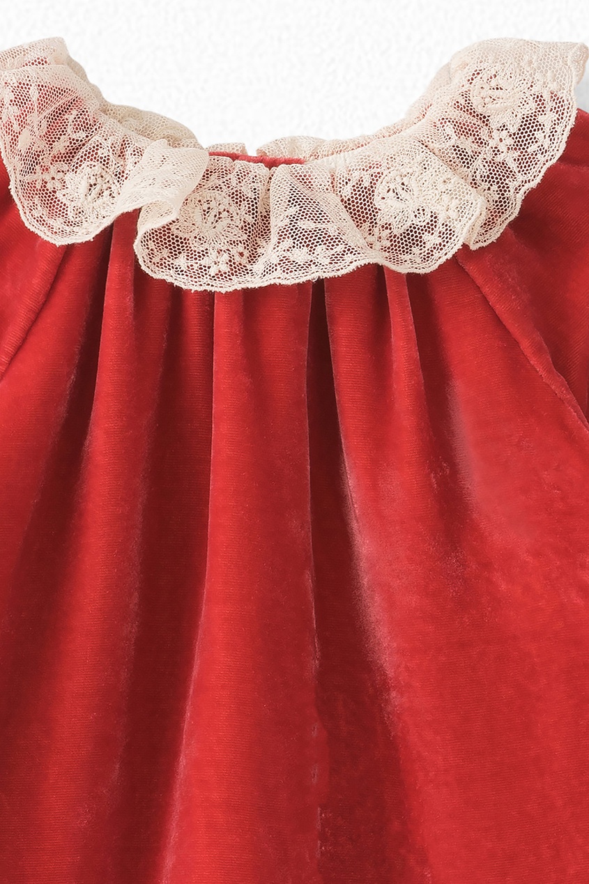 фото Красное платье с кружевным воротником flavili bonpoint