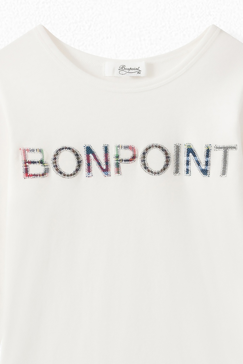 фото Белый лонгслив с логотипом bonpoint