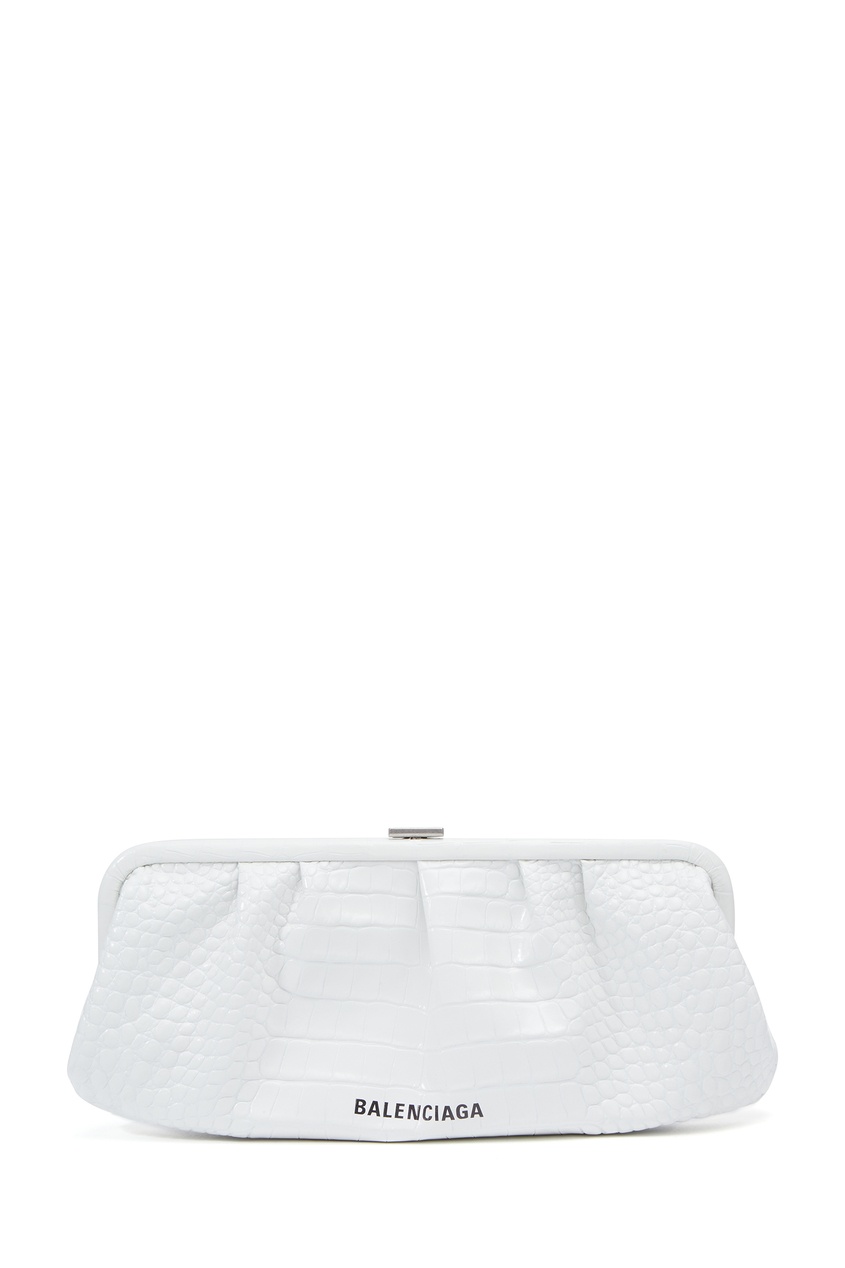 Белый кожаный клатч XL Cloud от Balenciaga
