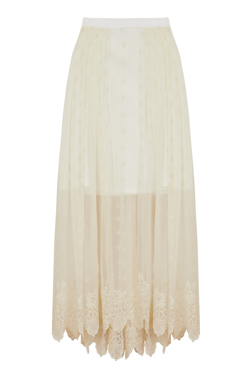 фото Шелковая юбка с кружевной отделкой paco rabanne