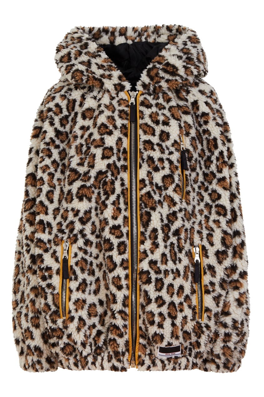 фото Объемная куртка с леопардовым принтом miu miu