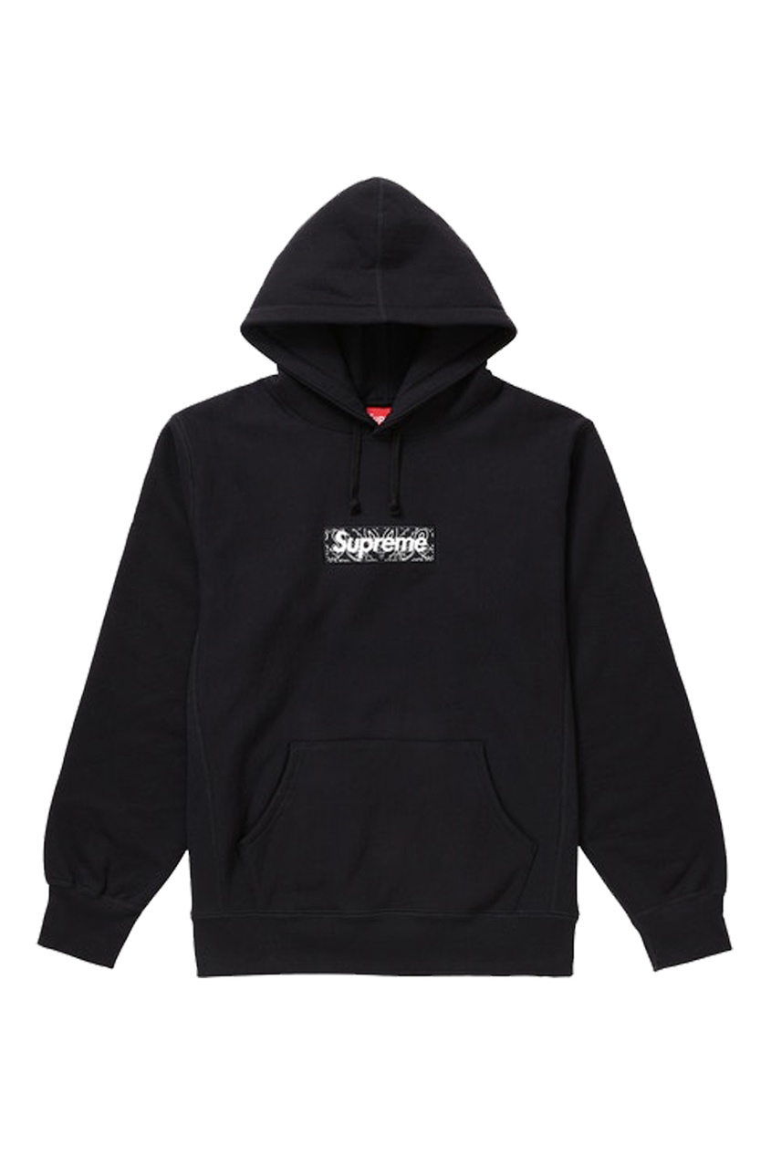 фото Черное худи bandana box logo hoodie black supreme