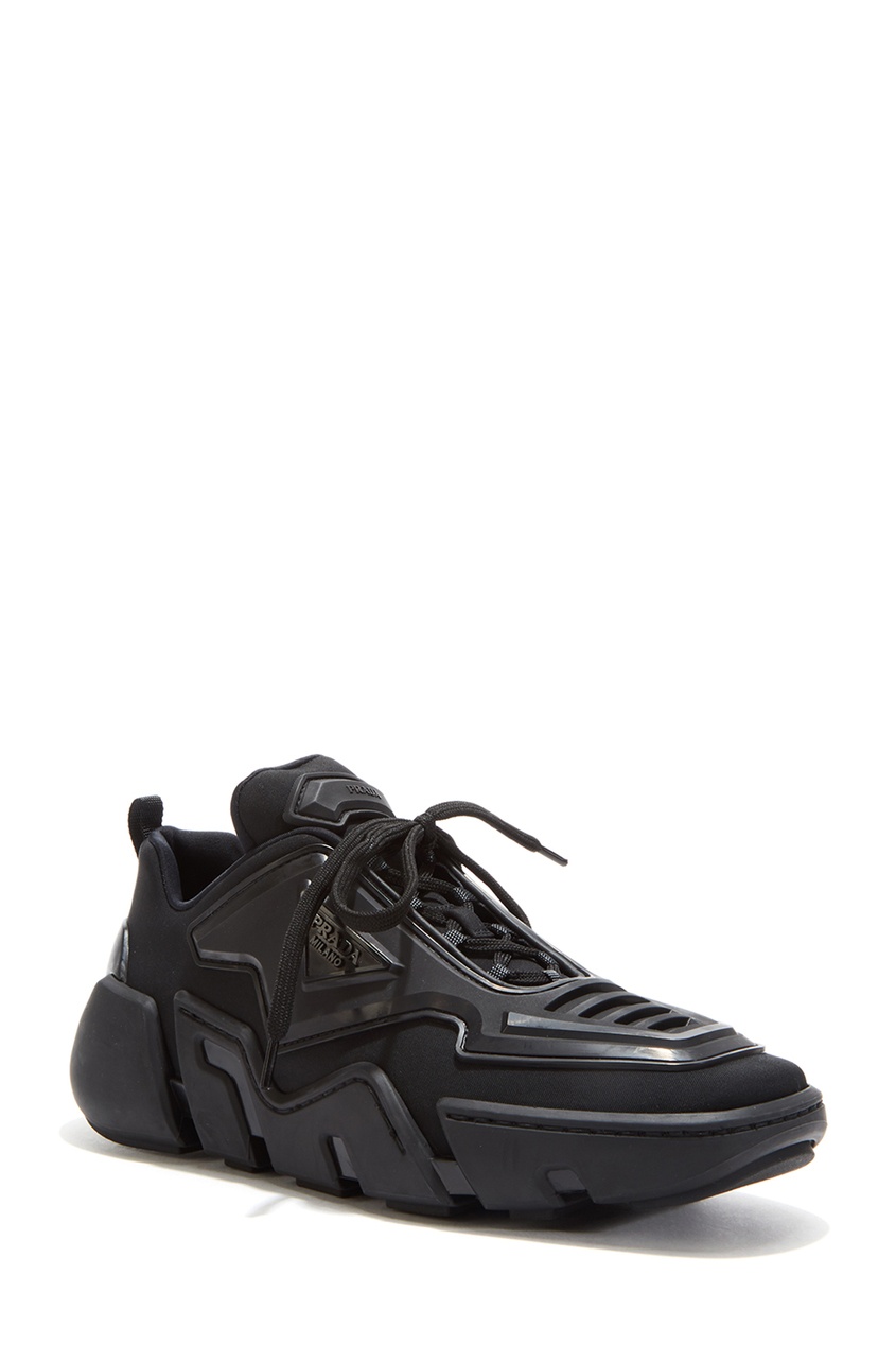фото Черные комбинированные кроссовки prada