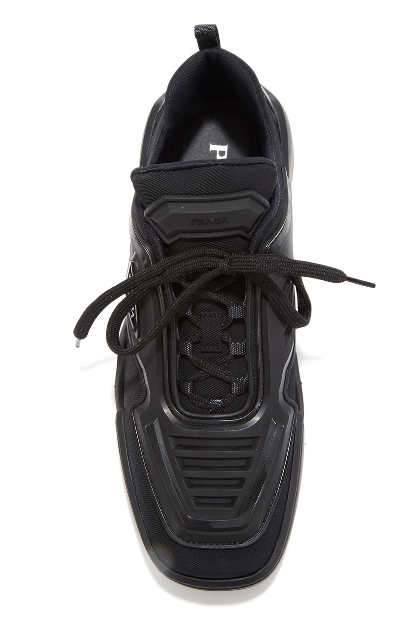 фото Черные комбинированные кроссовки prada