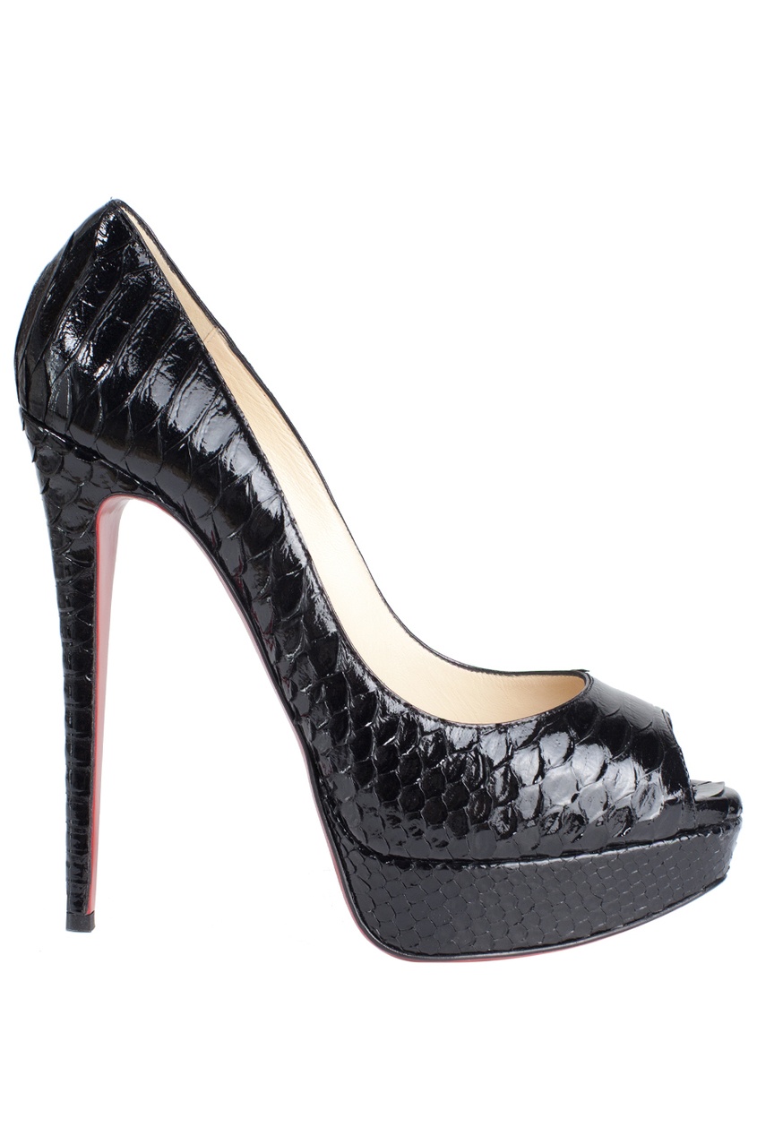 фото Туфли из кожи питона Lady Peep 150 Python Crystal Christian louboutin