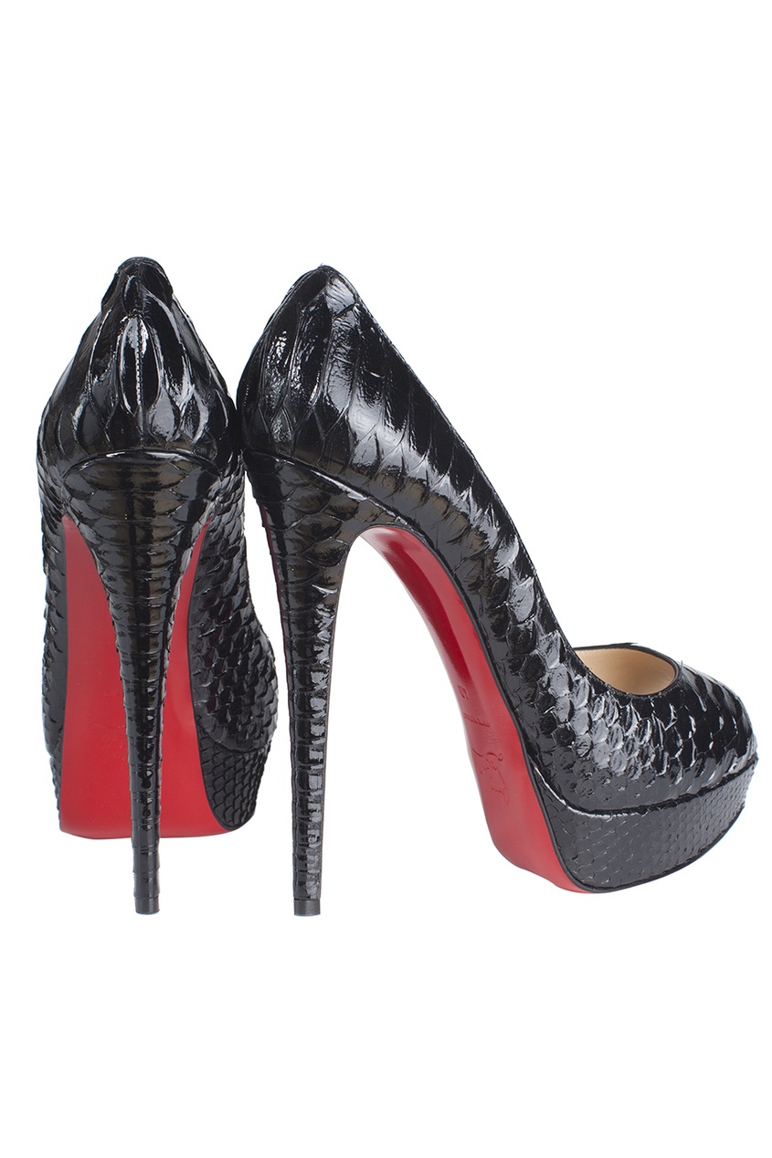 фото Туфли из кожи питона Lady Peep 150 Python Crystal Christian louboutin