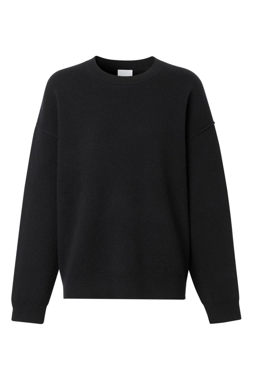 Черный кашемировый свитер с круглым вырезом