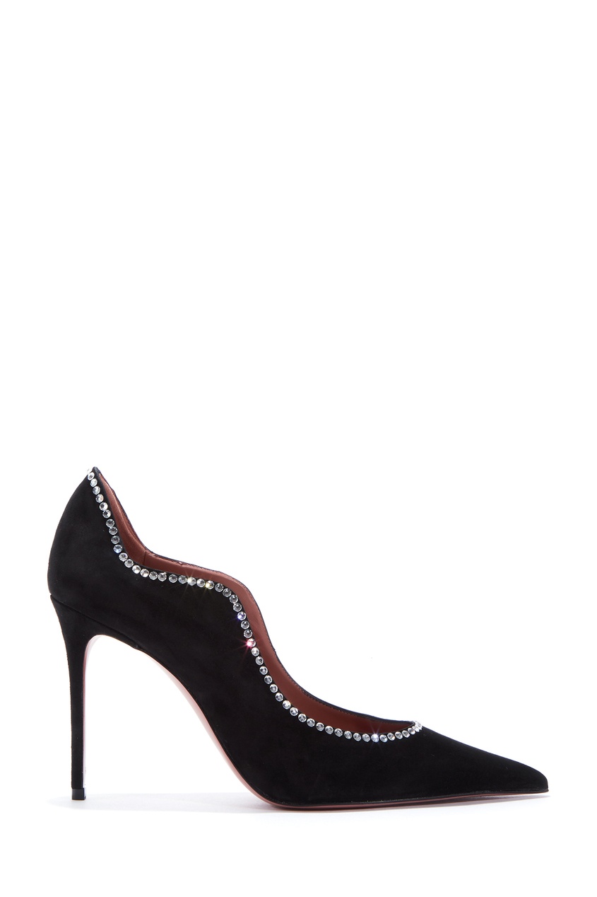 фото Черные туфли romy pump crystal amina muaddi