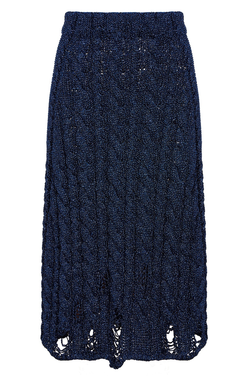 Синяя трикотажная юбка с люрексом от Balenciaga