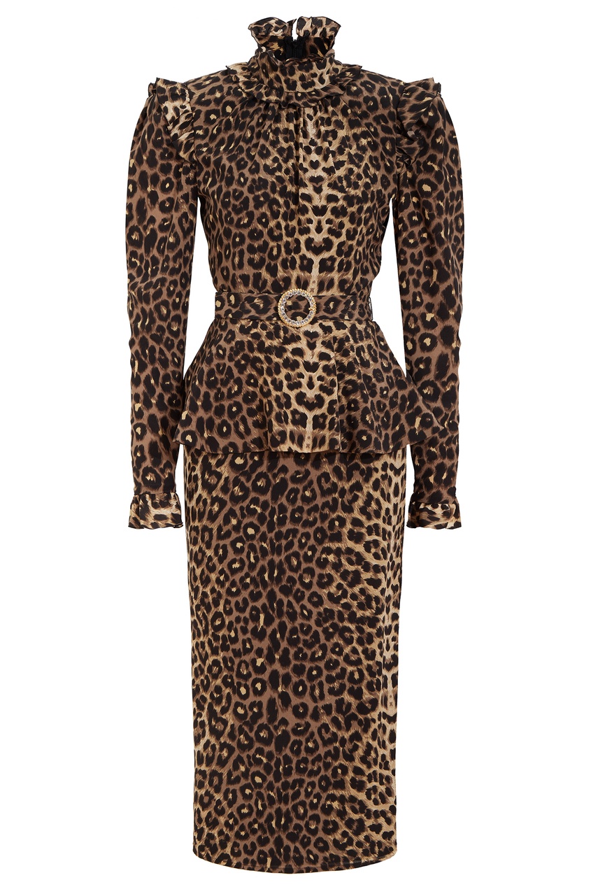 фото Платье из шелка с леопардовым принтом alessandra rich