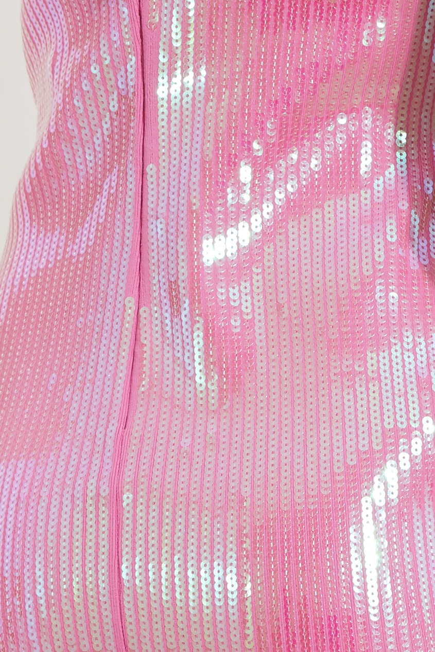 фото Асимметричное бело-розовое платье с пайетками david koma