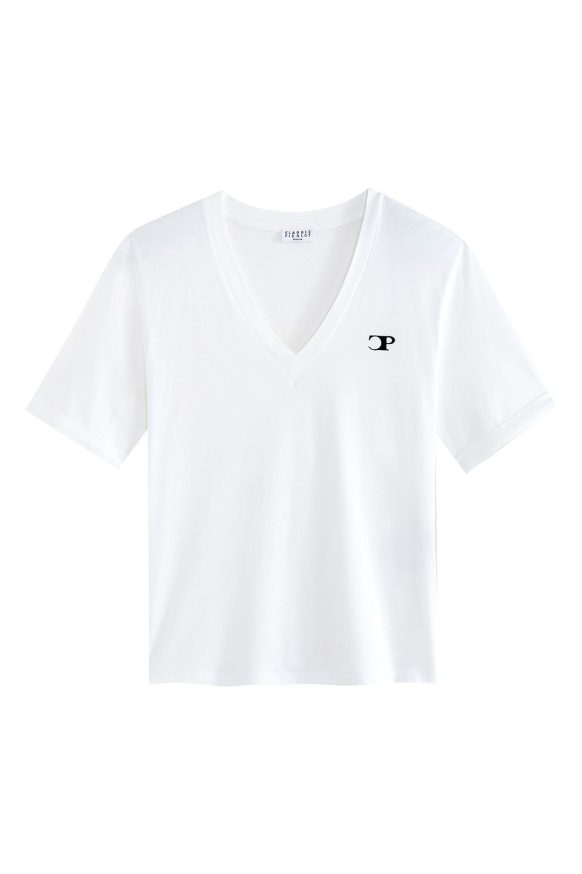 фото Белая футболка с логотипом claudie pierlot