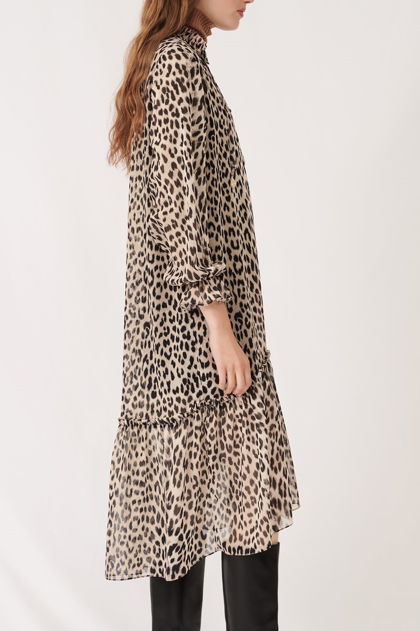 фото Муслиновое платье с леопардовым принтом maje