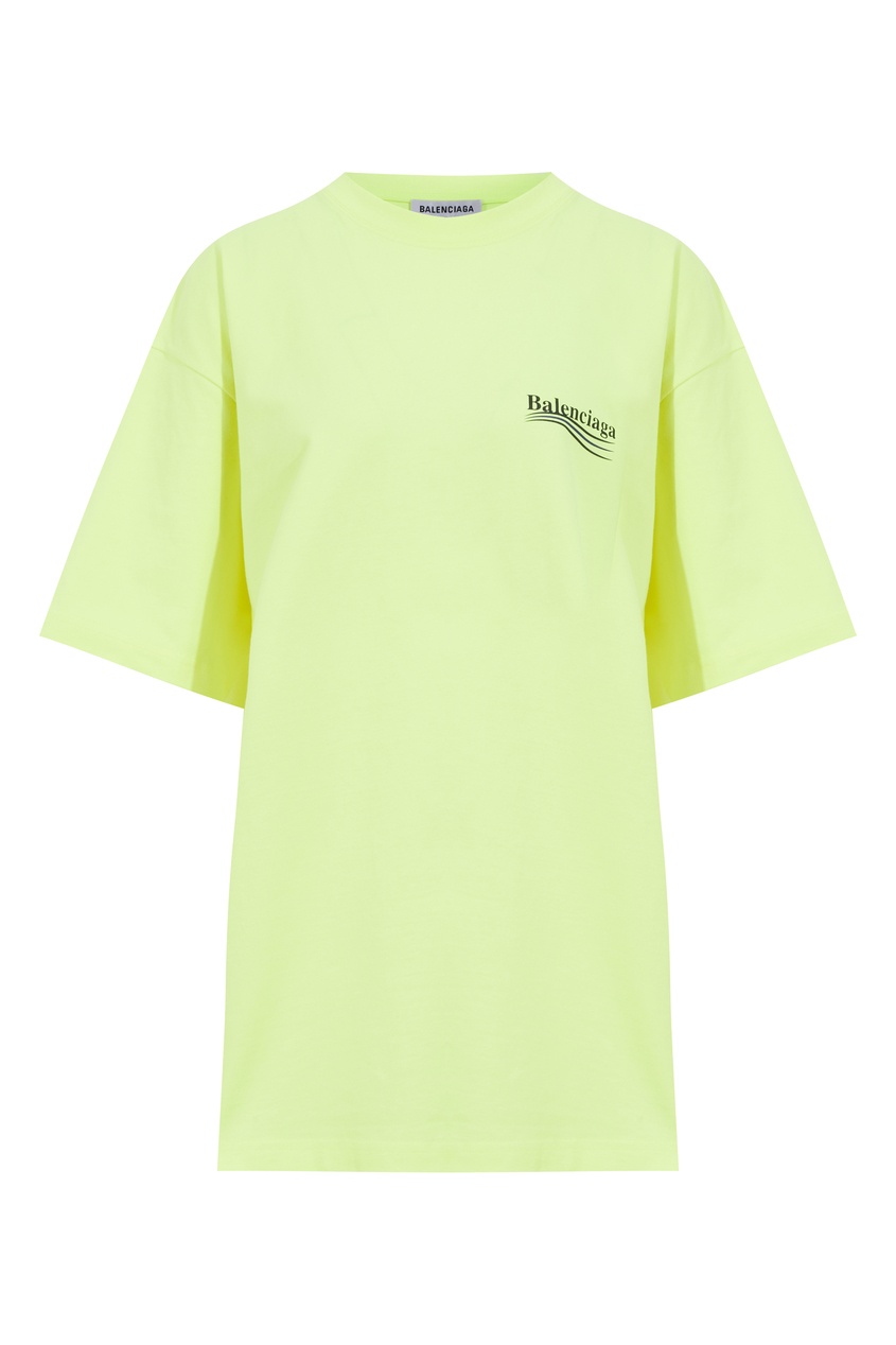 фото Ярко-желтая футболка с логотипом balenciaga