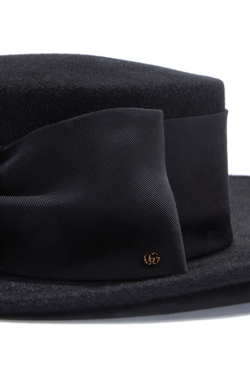 фото Черная фетровая шляпа с широкими полями gucci