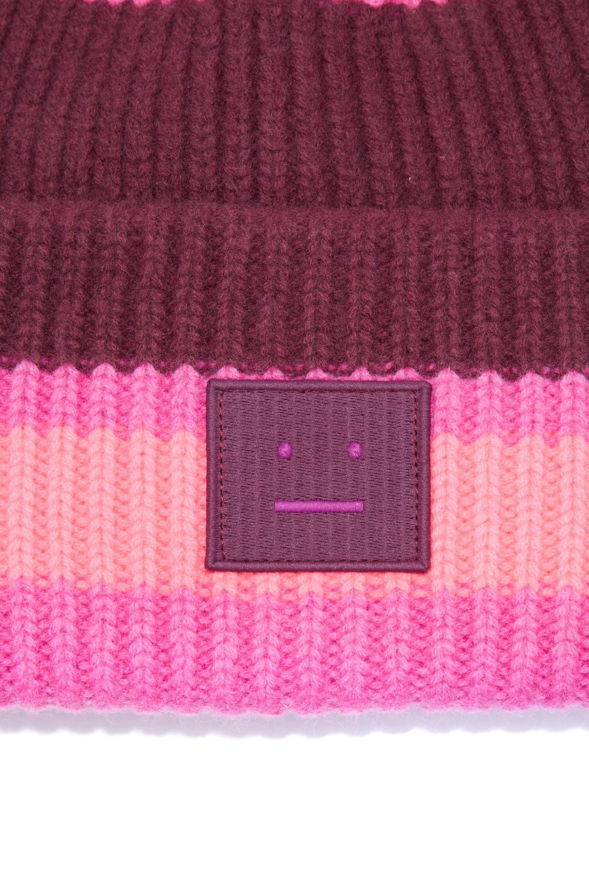 фото Розовая шерстяная шапка в полоску acne studios