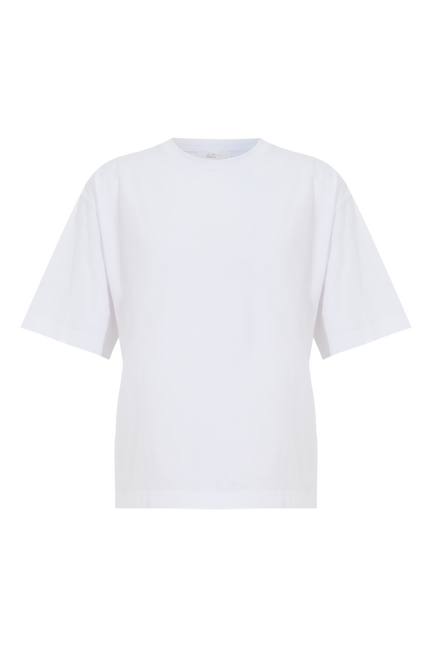 фото Короткая белая футболка из хлопка acne studios