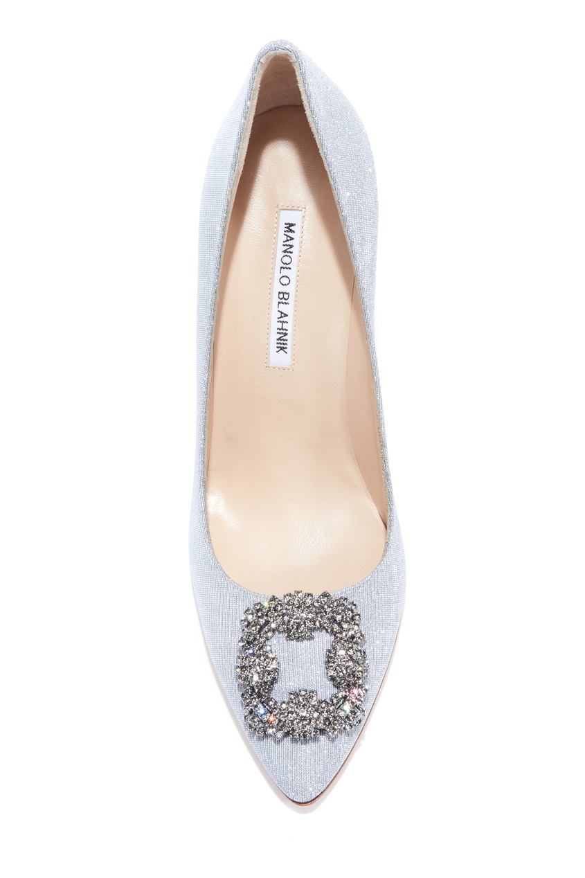 фото Серебристые туфли hangisi glitter 105 manolo blahnik