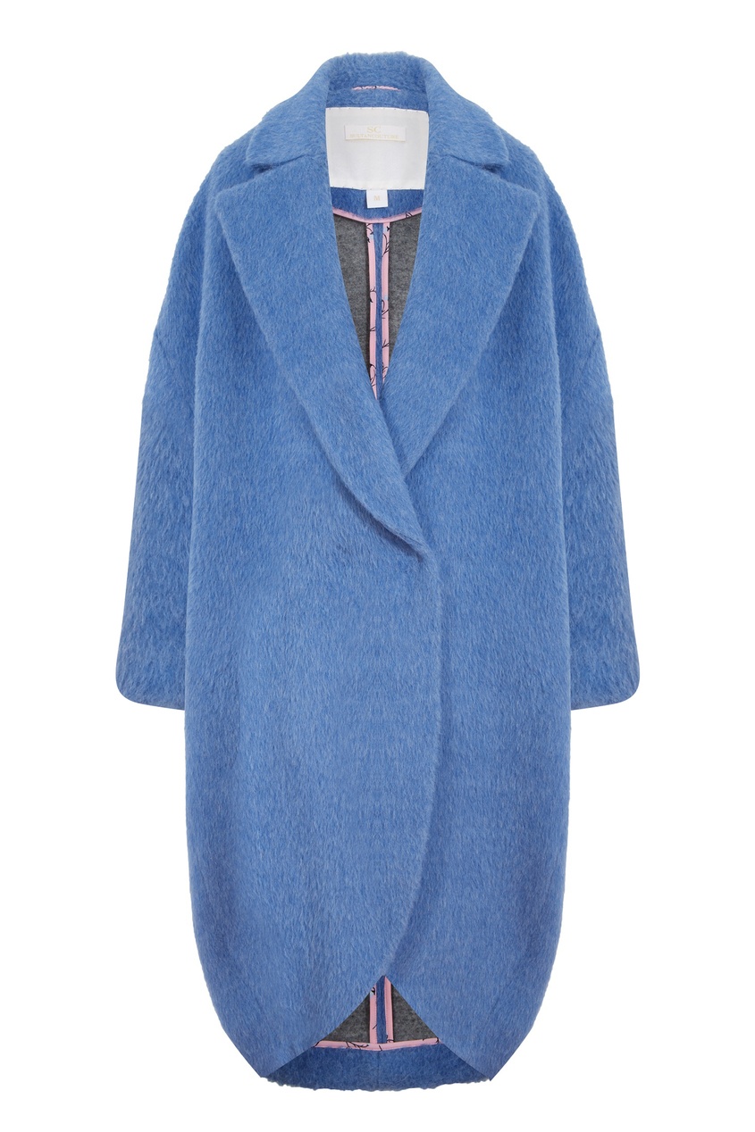Пальто из альпаки голубого цвета