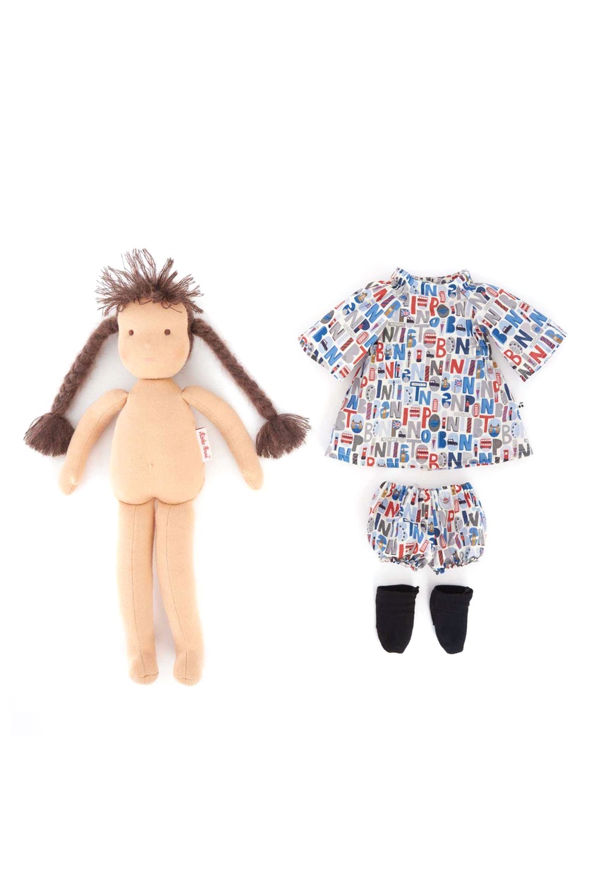 фото Голубой комплект для куклы из платья, трусов и носков bonpoint