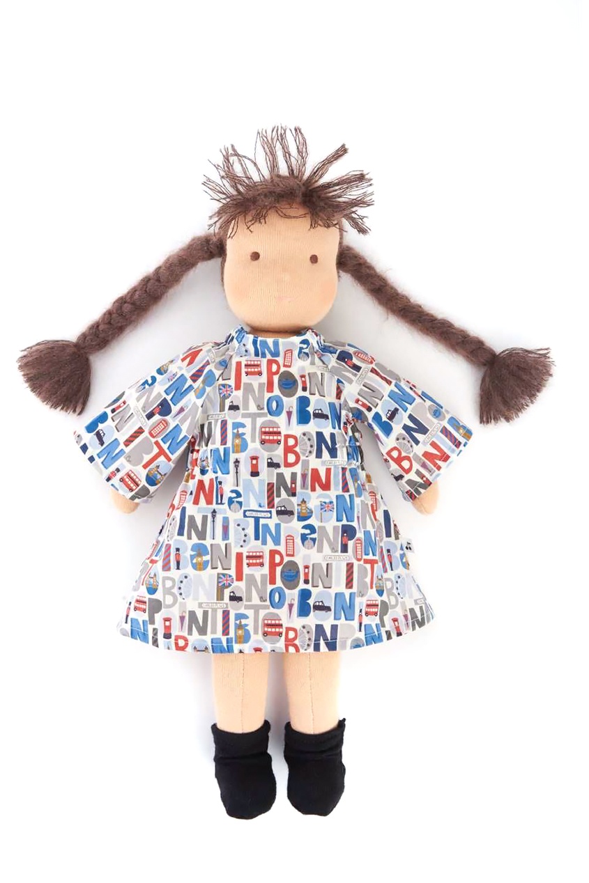 фото Голубой комплект для куклы из платья, трусов и носков bonpoint
