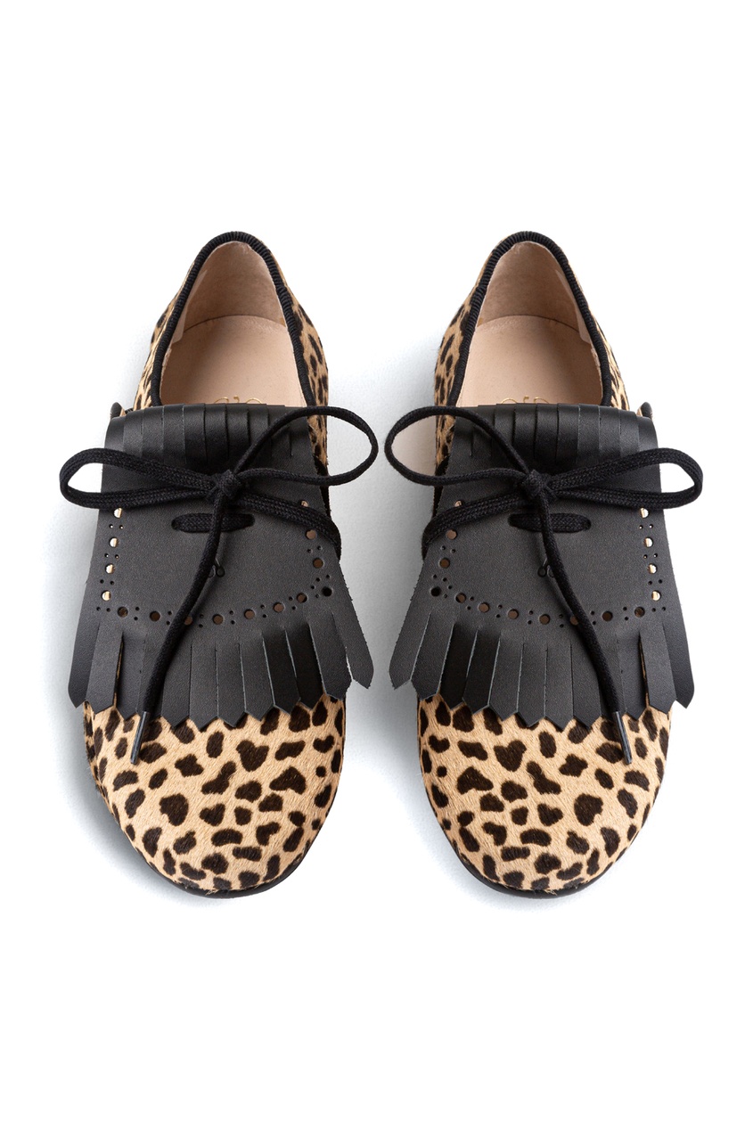 фото Кожаные туфли с леопардовым принтом fauve bonpoint