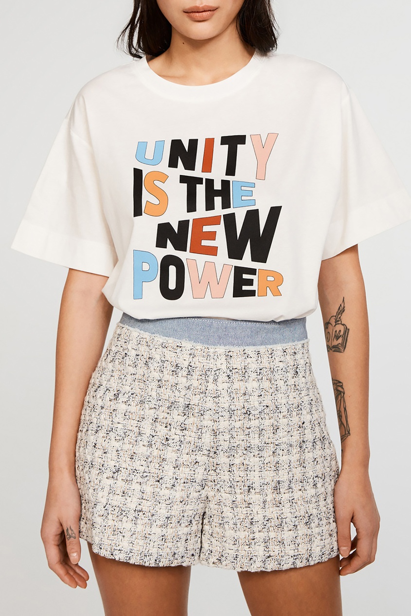 фото Хлопковая футболка с надписью unity is the new power claudie pierlot