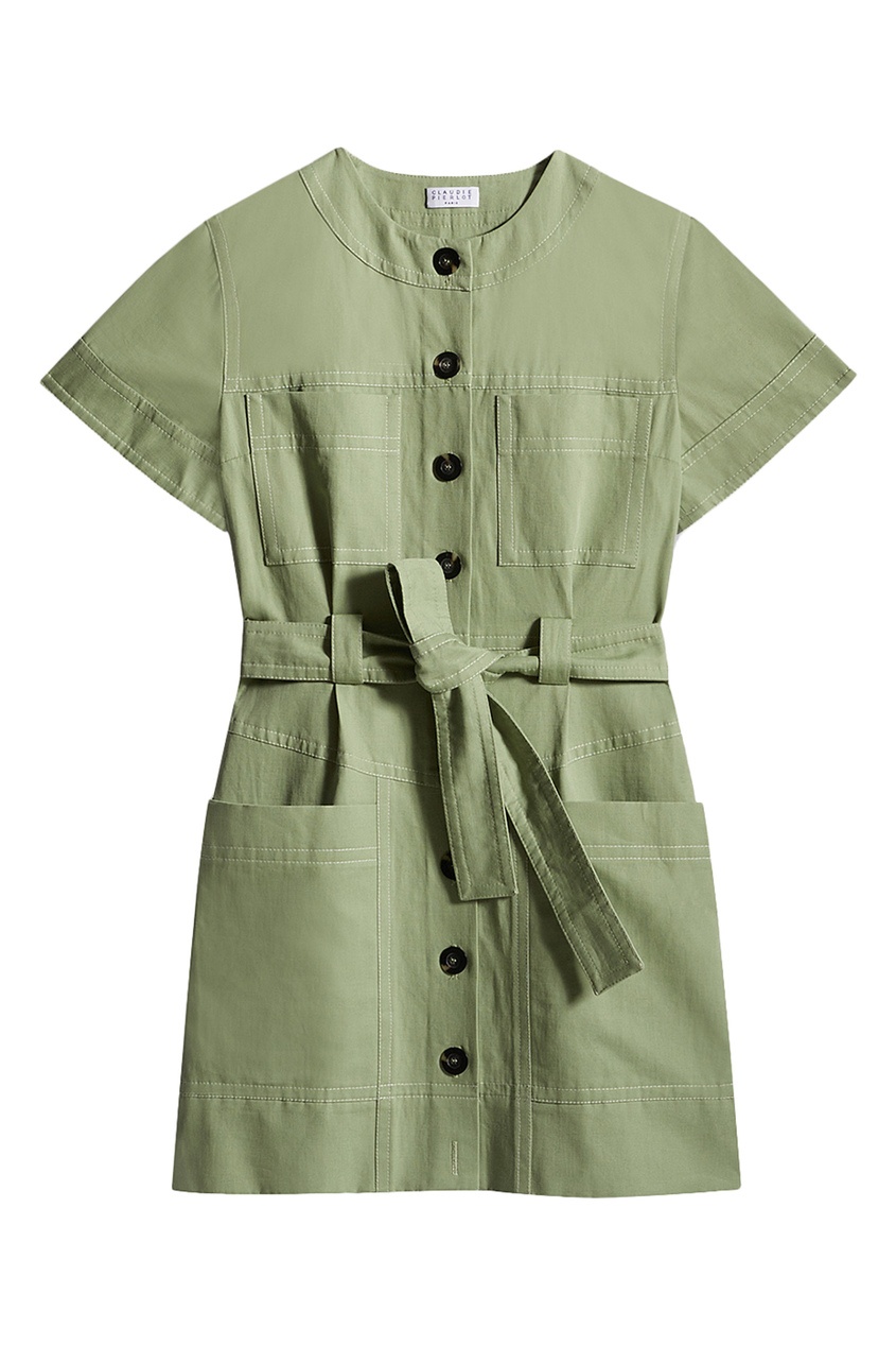 фото Зеленое платье из хлопка и льна claudie pierlot
