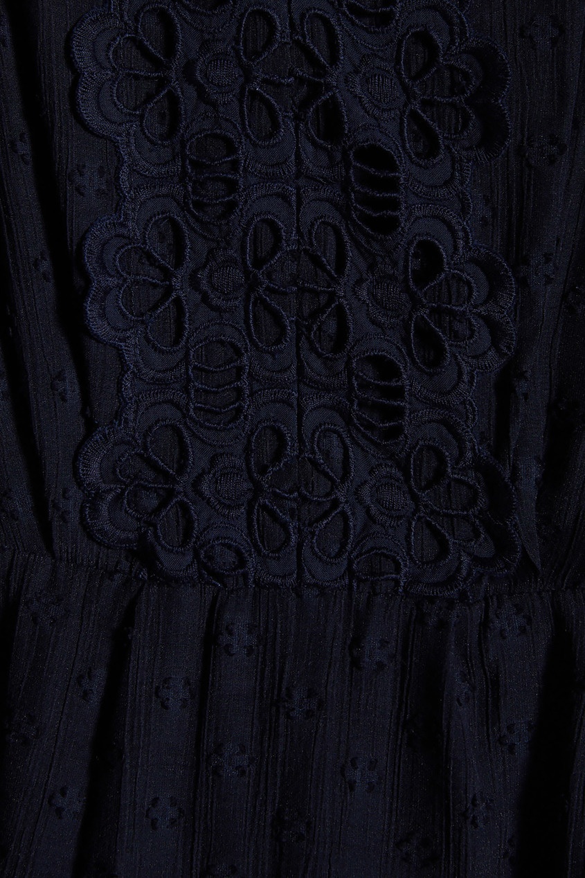 фото Темно-синее платье с отделкой гипюром claudie pierlot