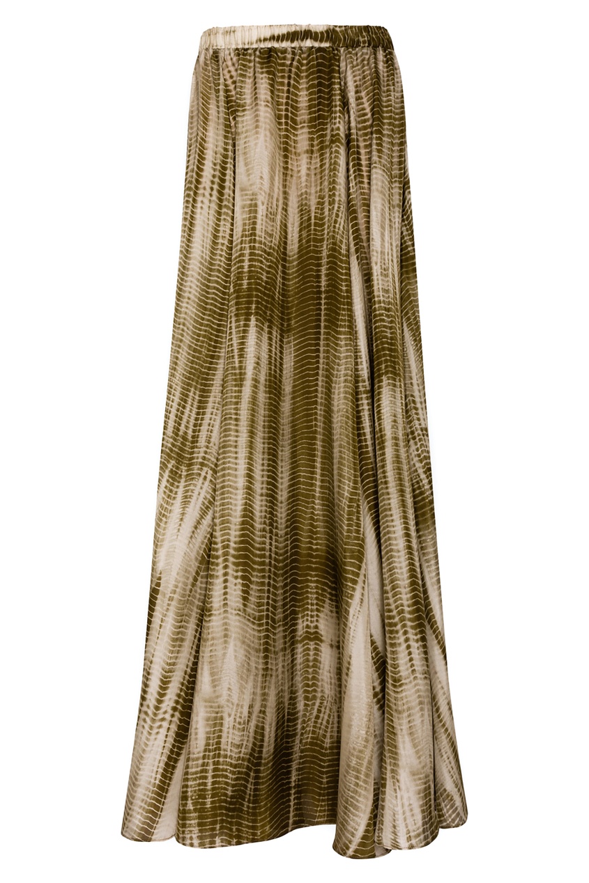 фото Шелковая юбка цвета хаки с принтом gerard darel