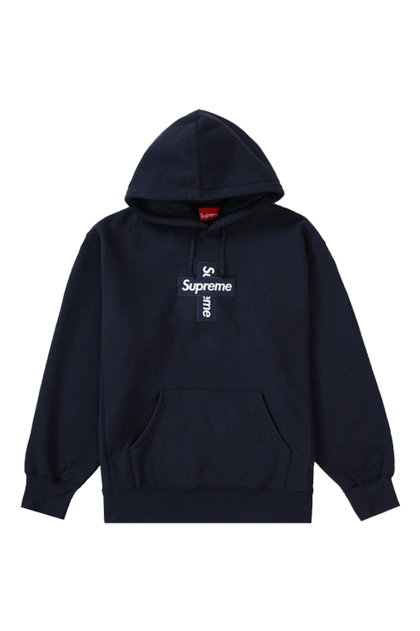 фото Худи supreme cross box logo hooded sweatshirt navy